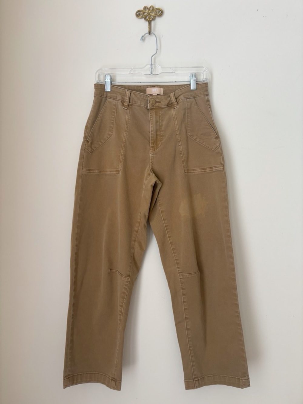 Kut From The Kloth Ashton Utility Barrel Leg Pants British Khaki Sz 4